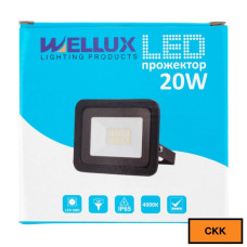 Прожектор LED 20W 4000R 1600Lm WELLUX LF-BK-20W IP 65 черен 230V Slim
