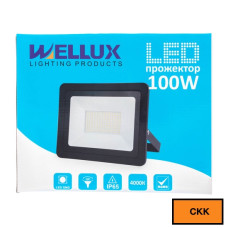 Прожектор LED 100W 4000R 7600Lm WELLUX LF-BK-100W IP 65 черен 230V Slim